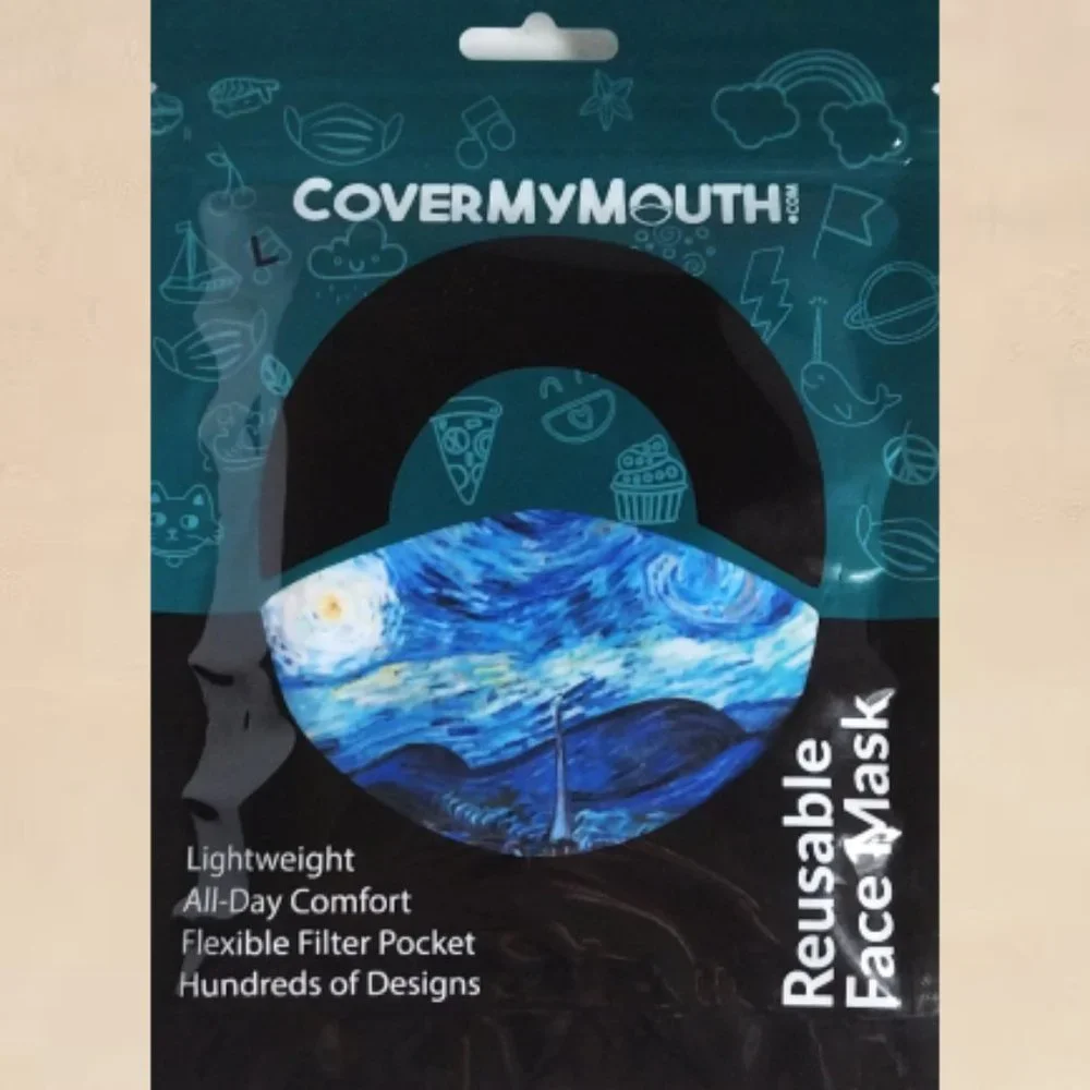Reusable Face Mask w Carbon Filter Van Gogh Starry Night Graphic Art London Made
